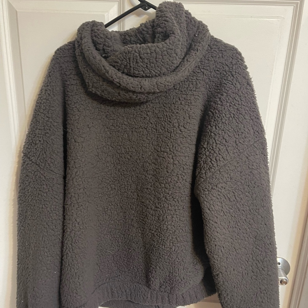 Sherpa hooded casual zip-up coat
